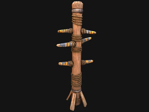 Wooden Wing Chun Combat Dummy Training Camp 3D Model