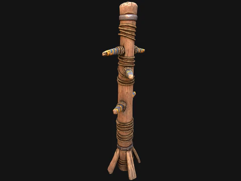 Wooden Wing Chun Combat Dummy Training Camp 3D Model