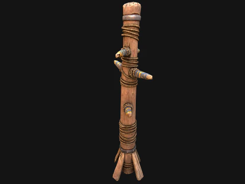 Wooden Wing Chun Combat Dummy Training Camp 3D Model