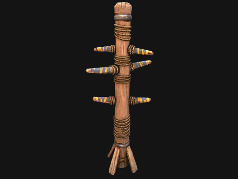 Wooden Wing Chun Combat Dummy Training Camp 3D Model