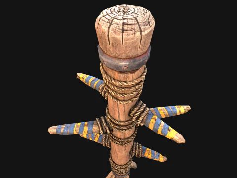 Wooden Wing Chun Combat Dummy Training Camp 3D Model