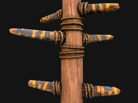 Wooden Wing Chun Combat Dummy Training Camp 3D Model