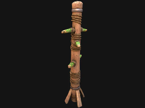 Medieval Training Dummy Wooden Furniture 3D Model