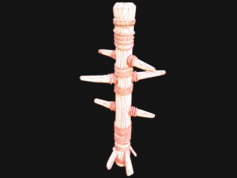 Medieval Training Dummy Wooden Furniture 3D Model