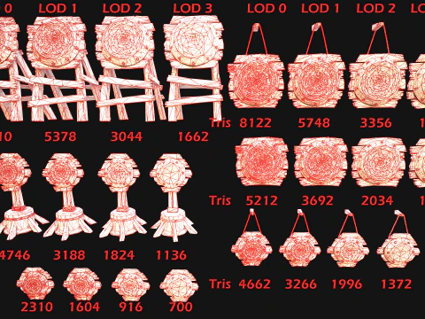 Middeleeuws trainingskamp Meubilairpakket Schietbaandoel 3D Model