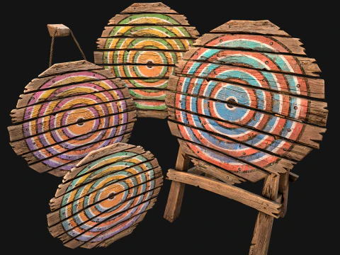 Middeleeuws trainingskamp Meubilairpakket Schietbaandoel 3D Model