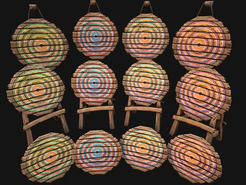 Middeleeuws trainingskamp Meubilairpakket Schietbaandoel 3D Model