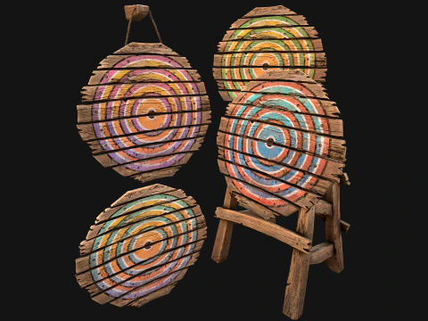 Middeleeuws trainingskamp Meubilairpakket Schietbaandoel 3D Model