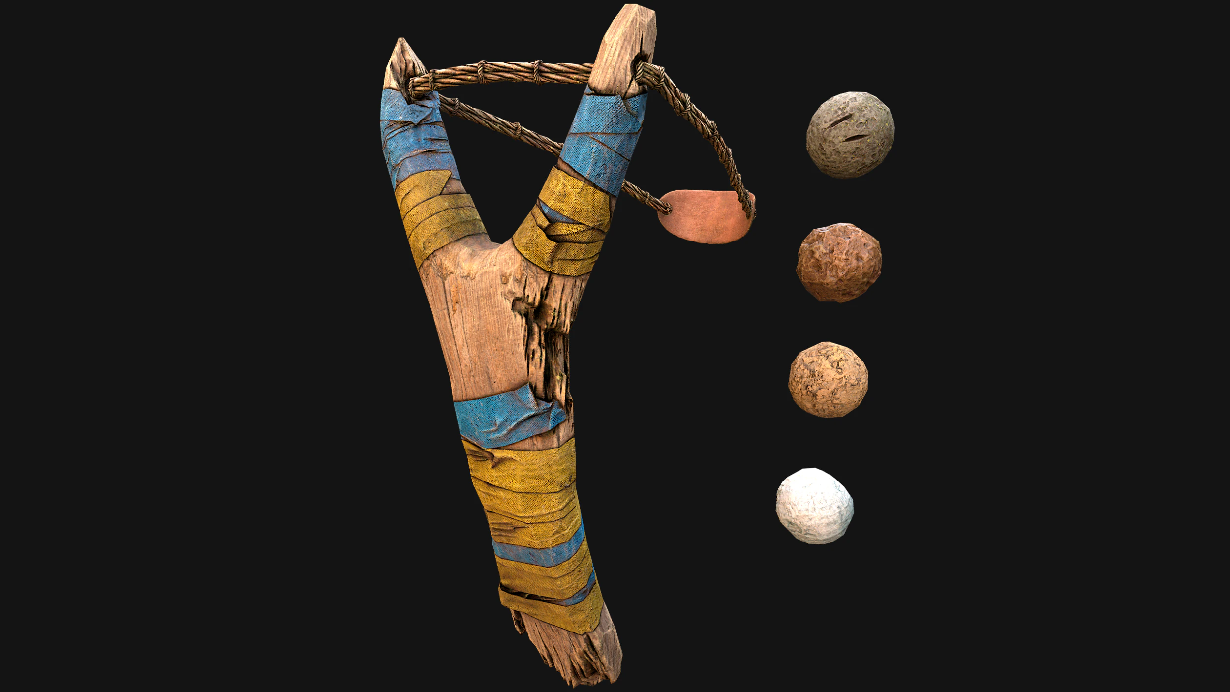 Medieval Wooden Slingshot 3D Model .c4d .max .obj .3ds .fbx .stl .blend 