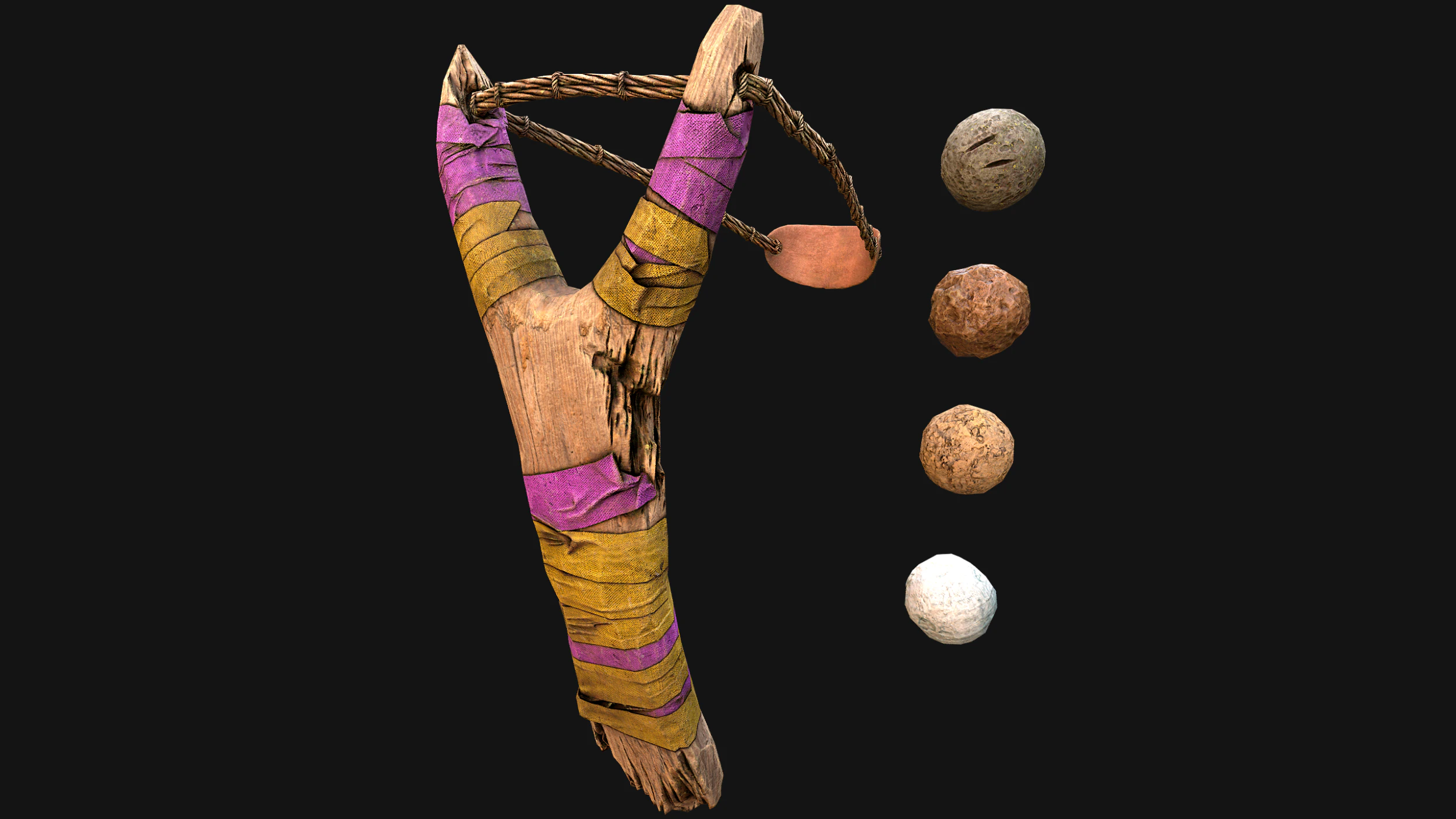 Medieval Wooden Slingshot Fair Weapon 3D Model .c4d .max .obj .3ds .fbx .stl .blend 