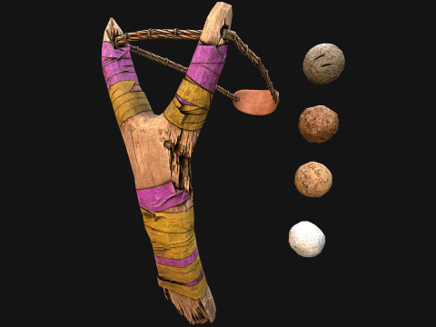 Ortaçağ Ahşap Sapan Fuarı Silahı 3D Model