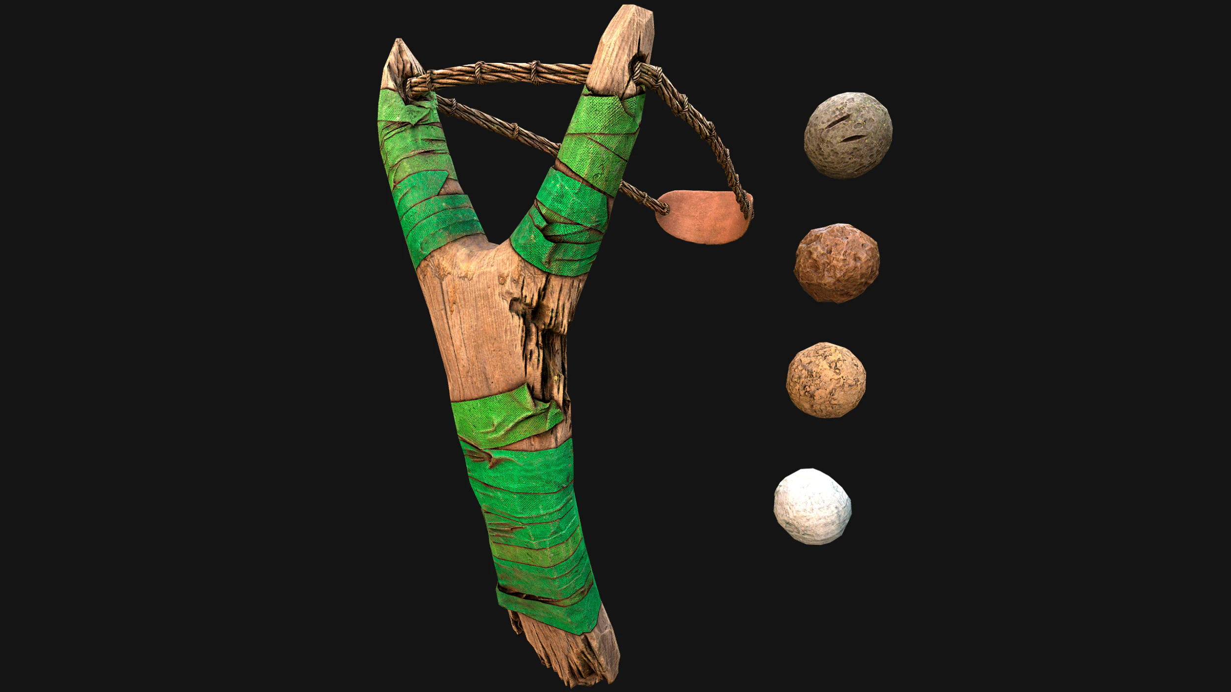Medieval Wooden Slingshot Weapon for Shooting Range 3D Model .c4d .max .obj .3ds .fbx .stl .blend