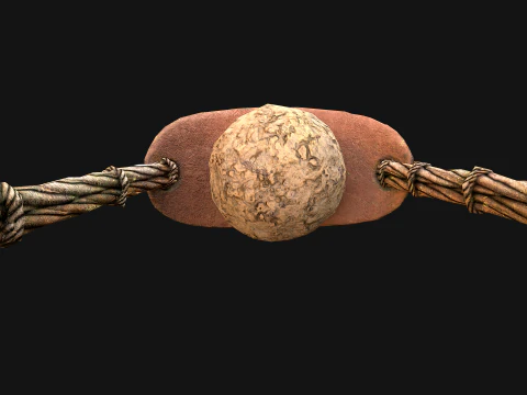 Medieval Wooden Slingshot Weapon for Shooting Range 3D Model