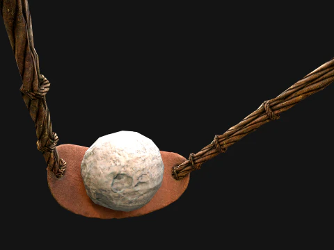 Medieval Wooden Slingshot Weapon for Shooting Range 3D Model