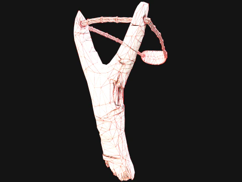 Medieval Wooden Slingshot Weapon for Shooting Range 3D Model