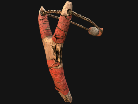 Arma medieval de estilingue de ladr&atilde;o de madeira Modelo 3D