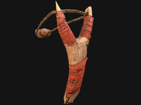 Arma medieval de estilingue de ladr&atilde;o de madeira Modelo 3D