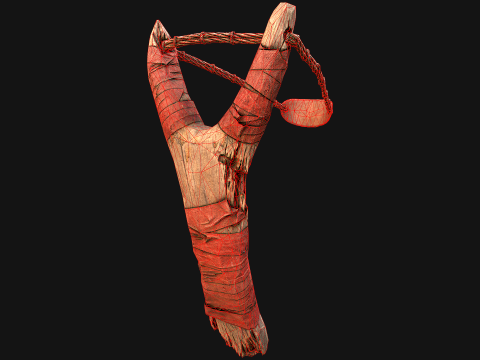 Arma medieval de estilingue de ladr&atilde;o de madeira Modelo 3D