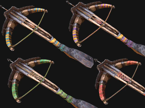 Medieval Weapons Pack Bow Crossbow Slingshot Dart 3D Model