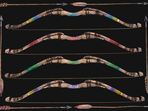 Medieval Weapons Pack Bow Crossbow Slingshot Dart 3D Model
