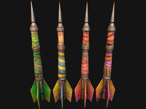 Medieval Weapons Pack Bow Crossbow Slingshot Dart 3D Model