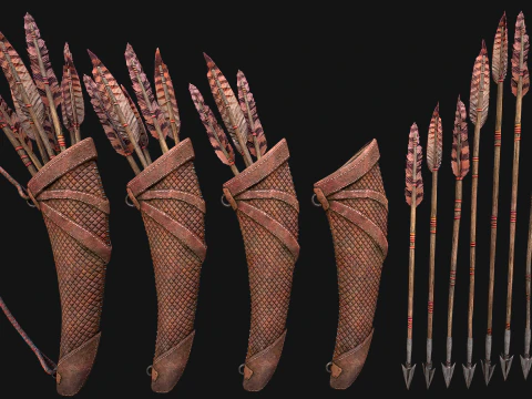 Medieval Weapons Pack Bow Crossbow Slingshot Dart 3D Model