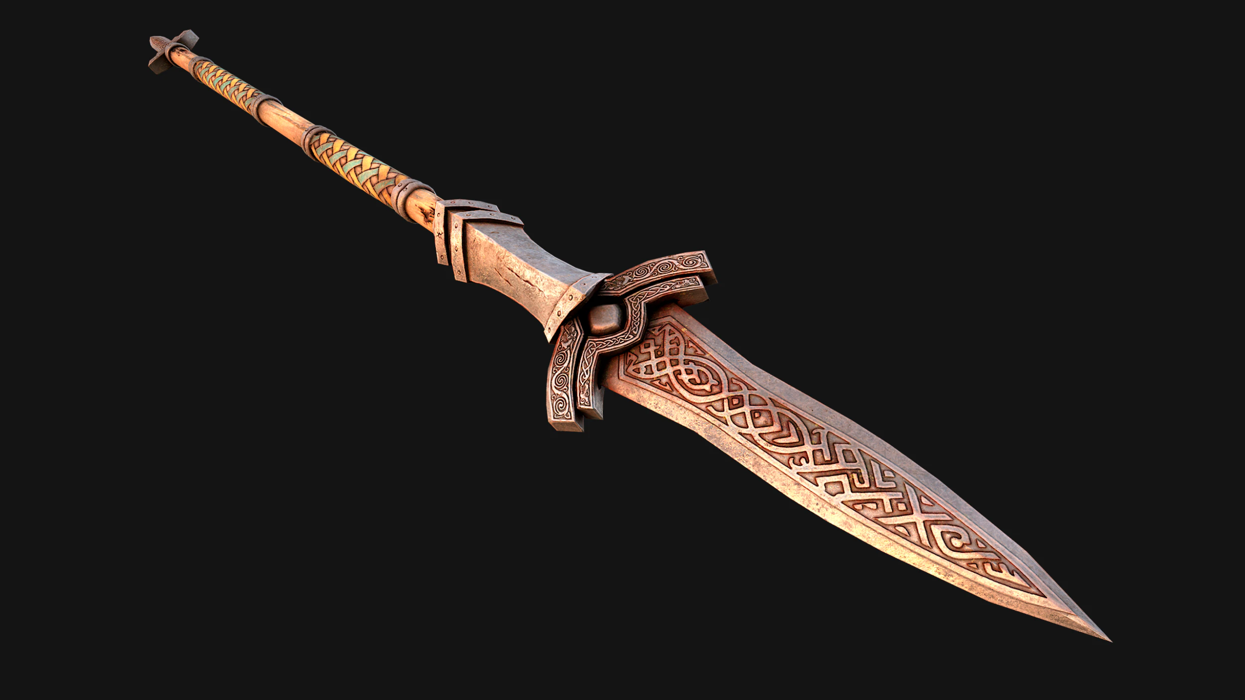 Medieval Wooden Spear Armory Weapon 3D Model .c4d .max .obj .3ds .fbx .stl .blend 