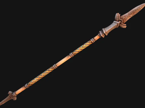 Medieval Wooden Spear Armory Weapon 3D Model