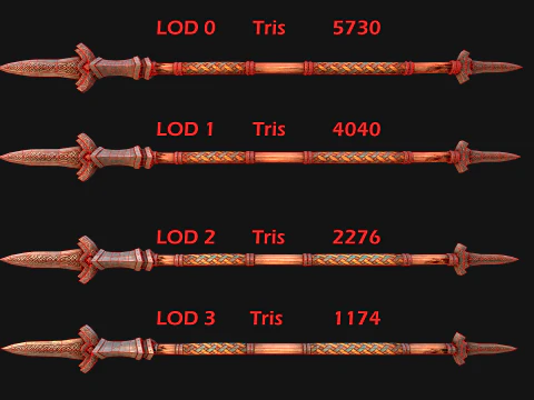 Medieval Wooden Spear Armory Weapon 3D Model