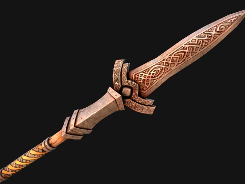 Medieval Wooden Spear Armory Weapon 3D Model