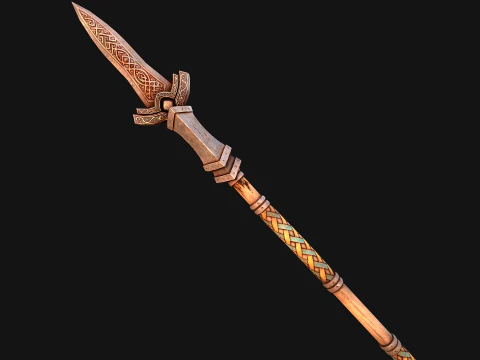 Medieval Wooden Spear Armory Weapon 3D Model