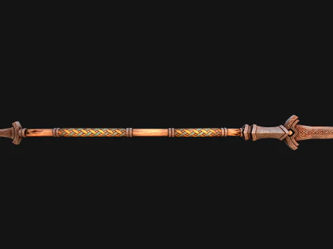 Medieval Wooden Spear Armory Weapon 3D Model