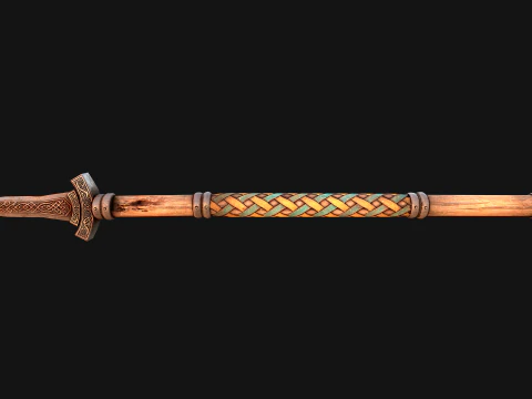 Medieval Wooden Spear Armory Weapon 3D Model