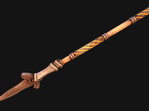 Medieval Wooden Spear Armory Weapon 3D Model