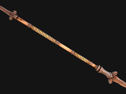 Medieval Wooden Spear Armory Weapon 3D Model