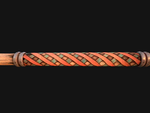 Medieval Wooden Nordic Spear Weapon 3D Model