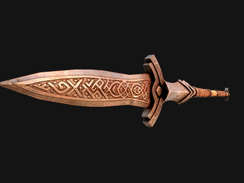 Medieval Wooden Nordic Spear Weapon 3D Model