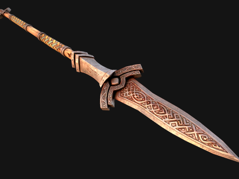 Medieval Wooden Spear Colored Weapon Pack 3D Model