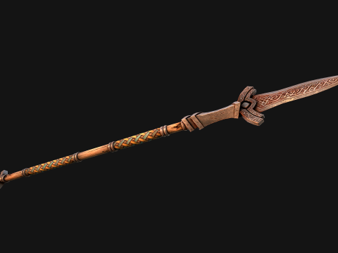 Medieval Wooden Spear Colored Weapon Pack 3D Model