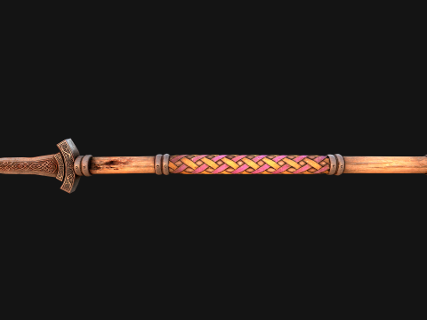 Medieval Wooden Spear Colored Weapon Pack 3D Model