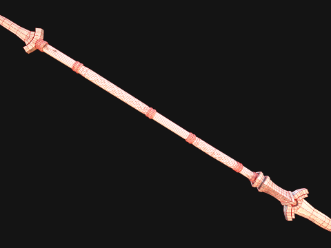 Medieval Wooden Spear Colored Weapon Pack 3D Model