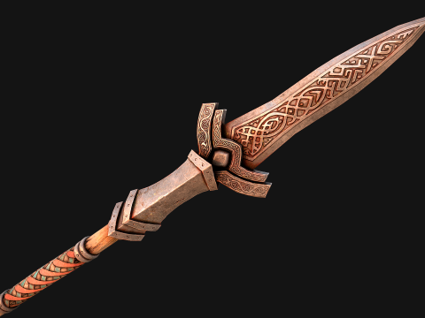 Medieval Wooden Spear Colored Weapon Pack 3D Model