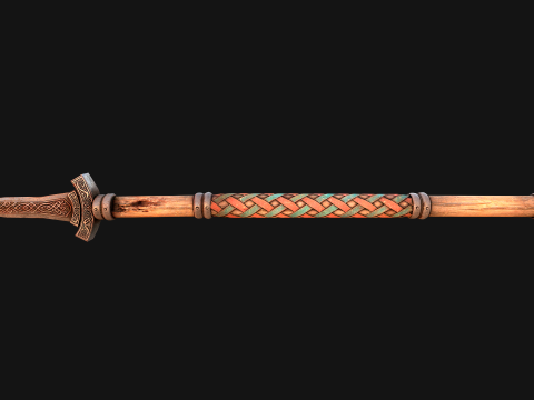 Medieval Wooden Spear Colored Weapon Pack 3D Model