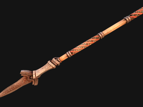 Medieval Wooden Spear Colored Weapon Pack 3D Model