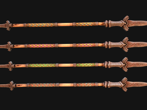 Medieval Wooden Spear Rack Weaponry Armory Set 3D Model