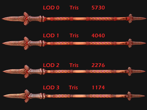 Medieval Wooden Spear Rack Weaponry Armory Set 3D Model