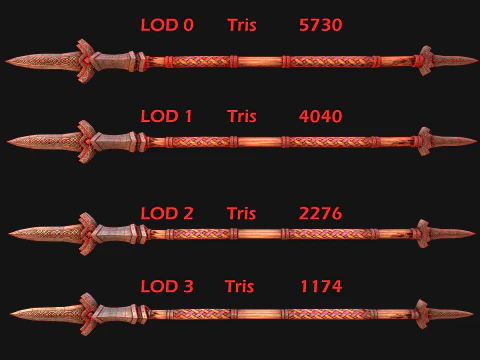 Medieval Wooden Spear Rack Weaponry Armory Set 3D Model