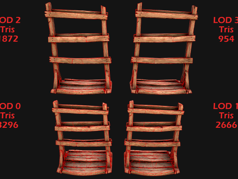 Medieval Wooden Spear Rack Weaponry Armory Set 3D Model