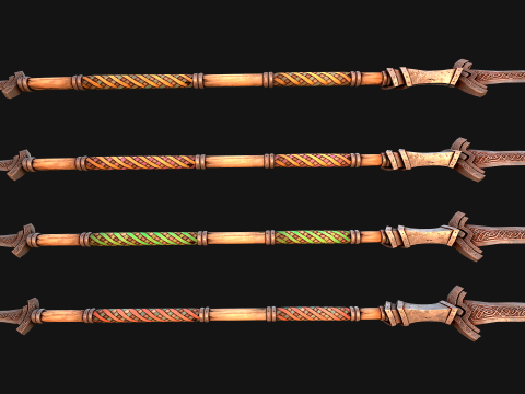 Medieval Wooden Spear Rack Weaponry Armory Set 3D Model