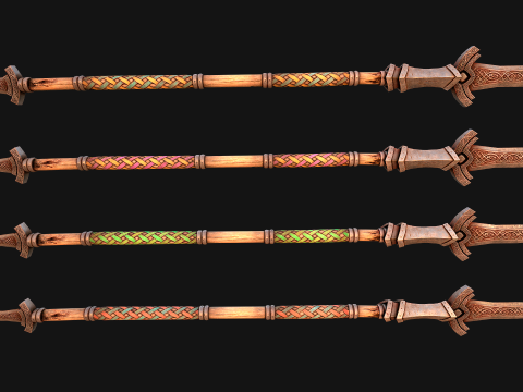 Medieval Wooden Spear Rack Weaponry Armory Set 3D Model